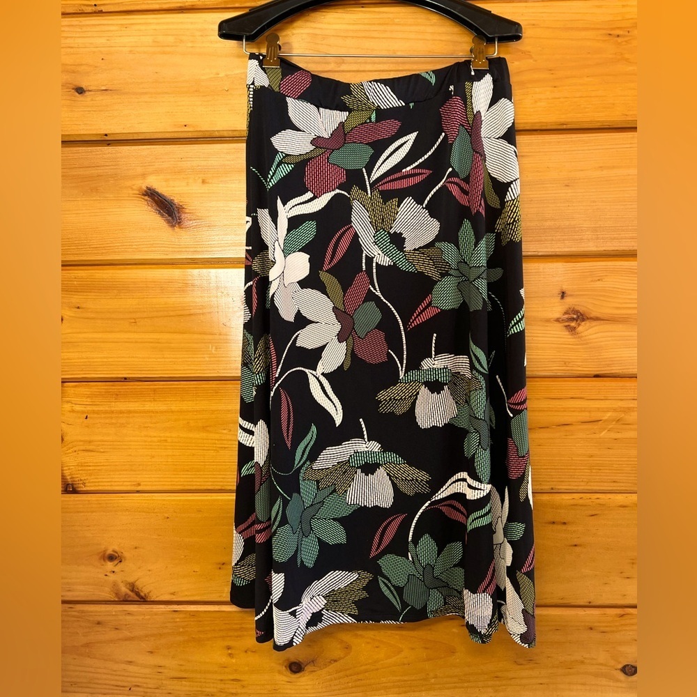 Ashley Blue Textured A Line Midi Stretchy Colorful Skirt PXL